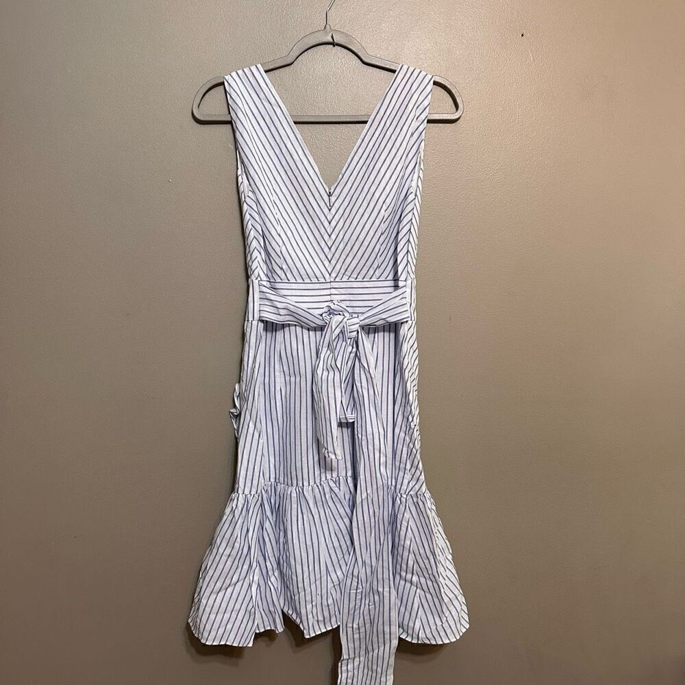 Rebecca Taylor Women's Sleeveless Stripe Wrap Dress linen blend - Picture 4 of 10